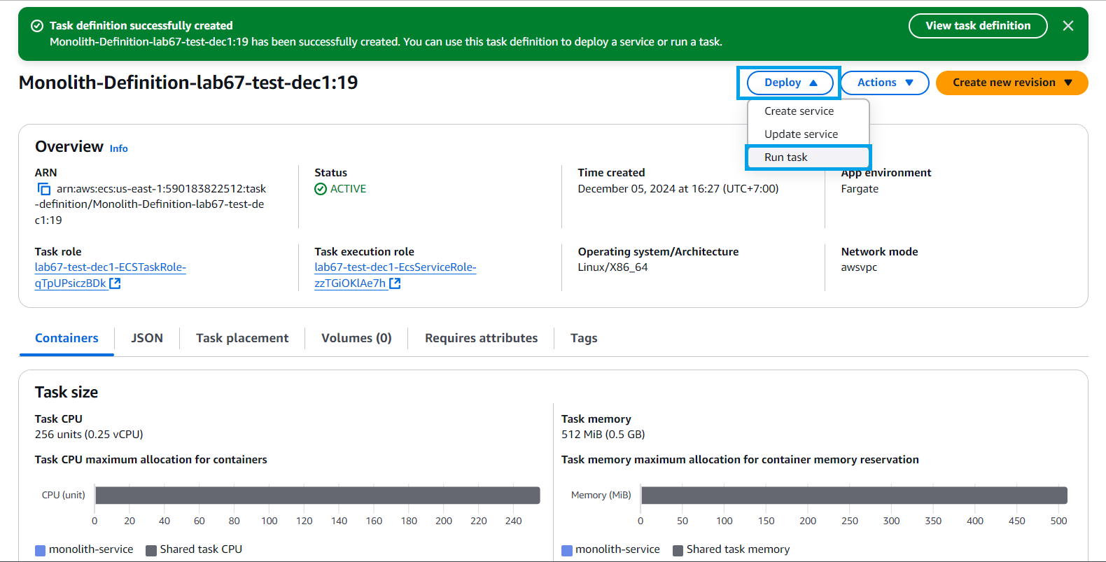 Deploy the container using AWS Fargate